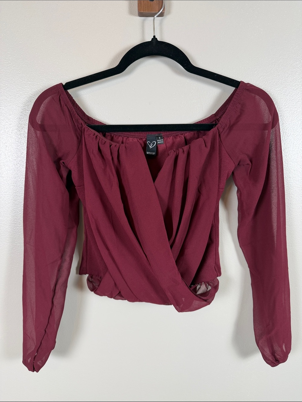 Windsor Wine Off-Shoulder Wrap Blouse